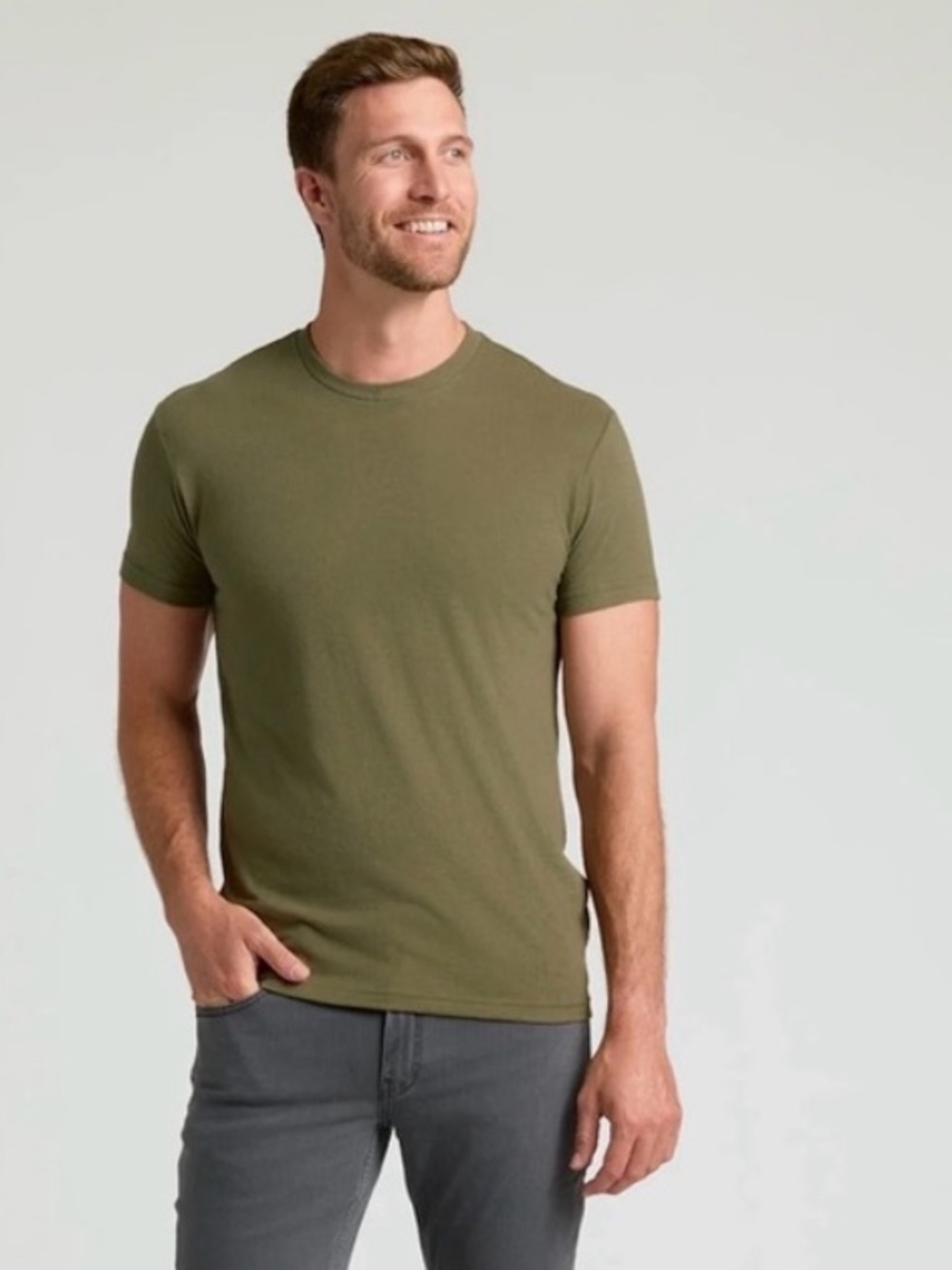 Men's True Classic Crew Neck T-Shirt - Olive Green. Large